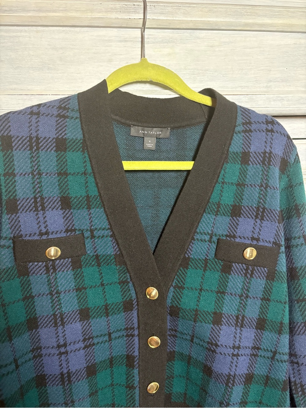 Ann Taylor Blackwatch Plaid Cardigan Preppy Grandpa Country Club Academia - Picture 8 of 10